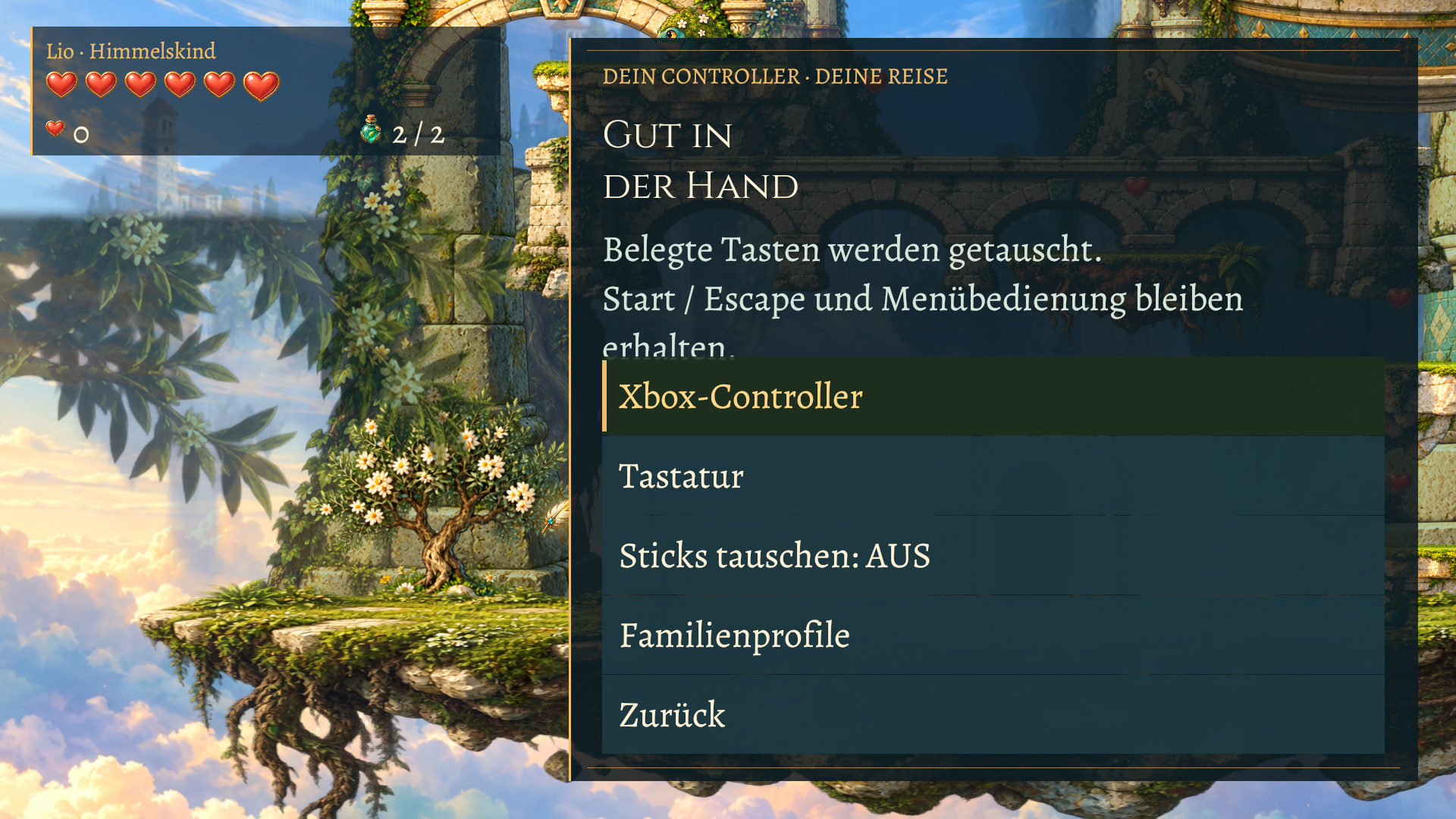 Spielbild: Steuerung pro Reise