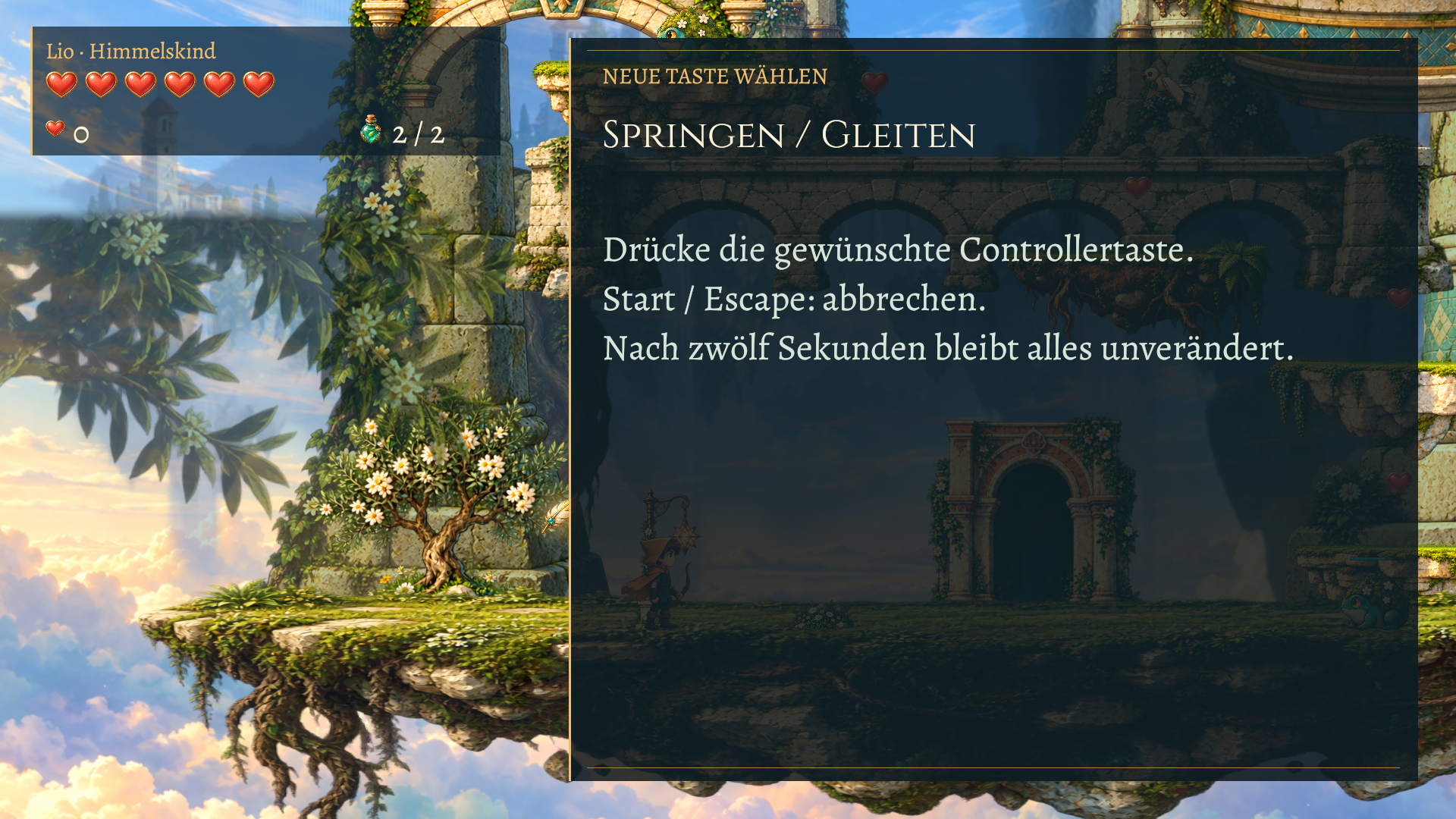 Spielbild: Eine neue Taste wählen