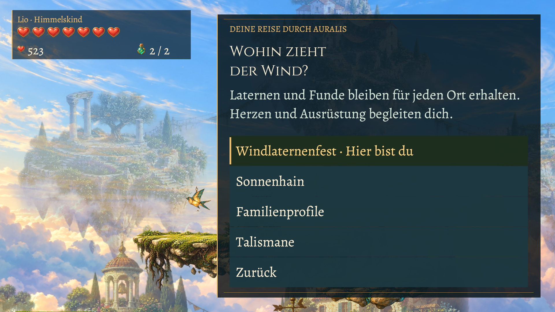 Spielbild: Zwei getrennte Reiseabschnitte